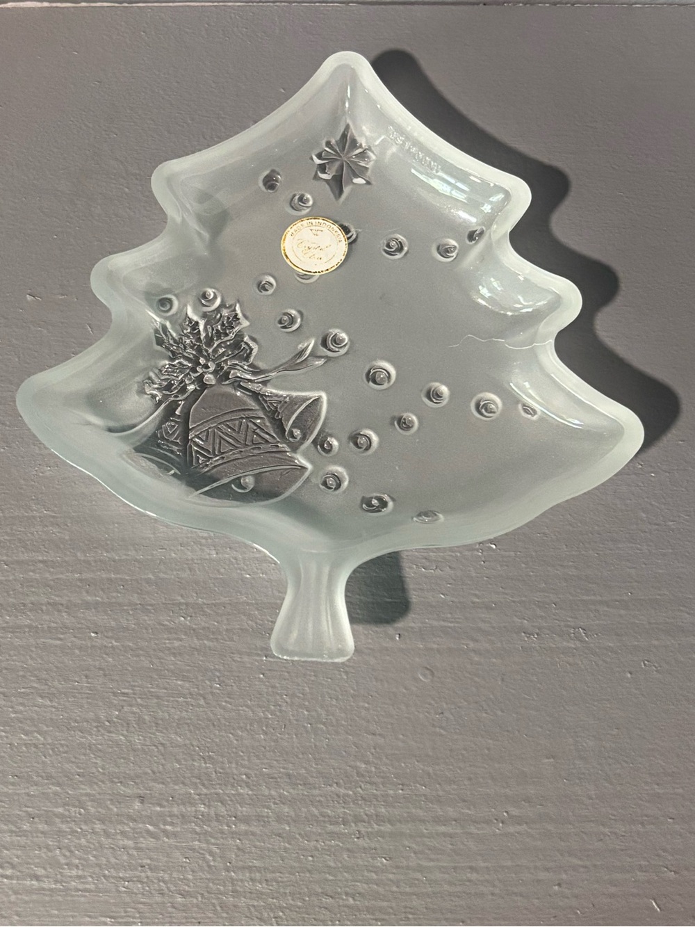Holiday Tree Glass Trinket Dish - Frosted White